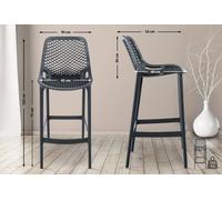 Tabouret De Bar D'extérieur Avec Repose-Pieds Plastique Gris Foncé Gris