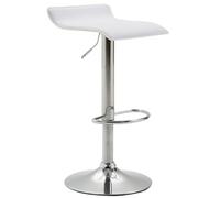 Tabouret De Bar DYN V2 en Similicuir I Hauteur Réglable Et Assise Pivotante A 360° I Chaise Haute avec Repose-Pieds Et Piètement Chromé, Couleur:Blanc, Couleur du Cadre:Chrome