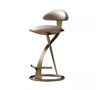 Tabouret de bar en acier inoxydable - Chaise haute légère de style italien avec dossier en cuir métallique pour un usage domestique, un bar moderne et une décoration d'hôtel haut de gamme