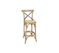 Tabouret de bar en bois avec dossier croisé métal -