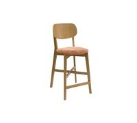 Tabouret de bar en bois clair chêne et tissu effet velours terre brûlée H65 cm LUCIA