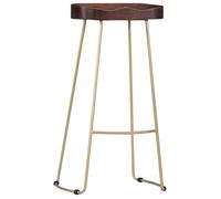 Tabouret de bar en bois de manguier - vidaxl - Gavin - Lot de 2 - 45x40x78 cm - Marron noyer - Finition laiton