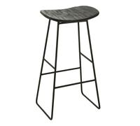 Tabouret de Bar en Bois "Teck" 74cm Noir