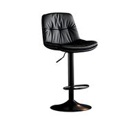 Tabouret de Bar en Cuir ZYFSHA, Tabouret Haut de Cuisine pour Petit-déjeuner, Pieds en métal Jaune/Gris/Noir, chaises d'atelier pour Bar, Cuisine et Maison (Noir 75 cm)