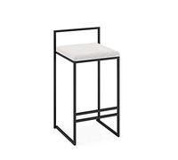 Tabouret de Bar en Daim, Tabouret de Bureau, Tabouret Haut, Style Simple et Tendance, Structure en Acier, Blanc, 76 cm