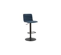 Tabouret de bar en métal assise et dossier matelassé hauteur réglable noir et bleu