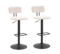 Mauro Ferretti Tabouret de bar Blanc clair, métal, dossier, hauteur réglable, 2 pièces