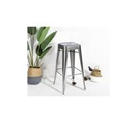 - Tabouret de bar en métal brut, aspect galvanisé, Tabouret haut hauteur 76cm parfait pour table de 100 cm et plus