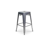 Kosmi Tabouret de Bar en métal Gris argenté Brillant Style Industriel - sans Dossier - Hauteur 66 cm