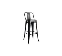 - Tabouret de bar en métal noir mat avec petit dossier, chaise de bar Tabouret métal hauteur 76cm parfait pour table de 100 cm et plus