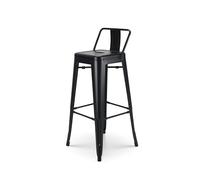 KOSMI - Tabouret de bar en métal noir mat avec petit dossier, chaise de bar Tabouret métal hauteur 76cm parfait pour table de 100 cm et plus Noir