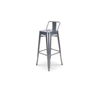 Kosmi - Tabouret de Bar en métal Brut Silver avec Dossier - Hauteur Assise 66cm