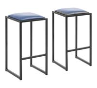 Tabouret de bar en métal style loft avec revêtement noir et bleu - 2 pièces.