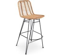 Tabouret de bar en rotin et métal, design Boho Bali - Creto Naturel