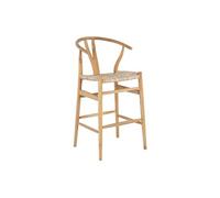Tabouret de bar en teck et paille - Naturel - POGIANA