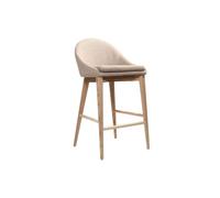 Tabouret de bar - MILIBOO - DALIA - Tissu beige - Piètement bois frêne - Assise rembourrée