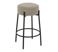 Tabouret de bar en tissu bouclette et métal Taupe 41x41x67 cm