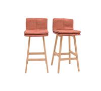 Tabouret de bar en tissu effet velours texturé terracotta et bois (lot de 2) JOAN