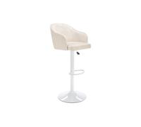 Vente-unique - Tabouret de Bar en Tissu et métal - Hauteur réglable - Créme et Blanc - Carsten