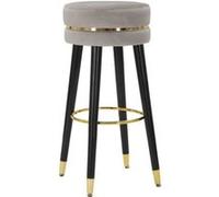 Tabouret de bar en tissu et métal Paris 35 x 74 cm argent - noir et doré Gris G