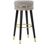 Tabouret de bar en tissu Paris argent - noir et doré Gris G