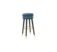 Tabouret de bar en tissu Paris 35 x 74 cm bleu - doré et noir
