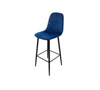 Tabouret de bar en velours bleu indigo pieds métal Inoui - Bleu indigo