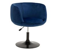 Happy Garden – Tabouret de bar NOLAN – Velours bleu, dossier & accoudoirs, réglable en hauteur
