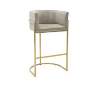 Tabouret de bar en velours et acier inoxydable - Beige et doré - PERIA de Pascal MORABITO