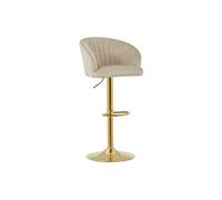 Vente-unique - Lot de 2 tabourets de Bar en Velours et métal doré - Hauteur réglable - Beige - DORALIZ