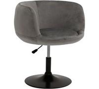 Happy Garden Tabouret de bar Nolan – Velours gris, dossier, accoudoirs, rotation 360° réglable