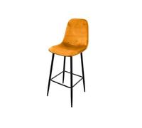 Tabouret de bar en velours jaune pieds métal Inoui - Jaune moutarde -