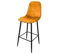 Tabouret de bar en velours jaune pieds métal Inoui - Jaune moutarde -