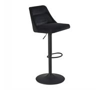 Tabouret de bar en velours noir avec dossier de 86 à 106 cm - Hauteur réglable - Moderne - 100 kg - Design - Avec pied trompette en métal - Tabouret de bistro