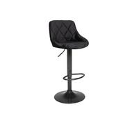 Happy Garden Tabouret de bar Robin – Velours noir, réglable en hauteur, rotation 360°, dossier
