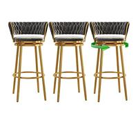 Tabouret de Bar en Velours pivotant de 2, Tabouret de Bar à Dos tifté avec arrière Repose-Pieds de Haut chaises de Bar pour comptoir de Cuisine, Salle à Manger (gris-3ps, 65 cm)