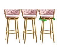 Tabouret de Bar en Velours pivotant de 2, Tabouret de Bar à l'arrière tifté avec arrière Repose-Pieds de Haut Bar chaises pour comptoir de Cuisine, Salle à Manger (rose-3ps, 65 cm)