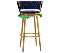 Tabouret de Bar en Velours pivotant en Jeu de 2, Tabouret arrière à l'arrière avec arrière Repose-Pieds de Haut pour comptoir de Cuisine, Salle à Manger (bleu-1ps, 75 cm)