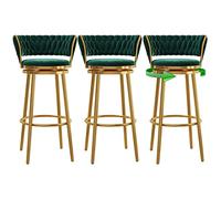 Tabouret de Bar en Velours pivotant en Jeu de 2, Tabouret de Bar à Dos tifté avec arrière Repose-Pieds Hauts chaises pour comptoir de Cuisine, Salle à Manger (Green-3ps, 75 cm)