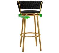Tabouret de Bar en Velours pivotant en Jeu de 2, Tabouret de Bar à l'arrière tifté avec Dos Repose-Pieds de Haut chaises de Bar pour comptoir de Cuisine, Salle à Manger (Noirs-1 PS, 75 cm)
