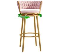 Tabouret de Bar en Velours pivotant en Jeu de 2, Tabouret de Bar à l'arrière tifté avec Dos Repose-Pieds Haut chaises de Bar pour comptoir de Cuisine, Salle à Manger (rose-1ps, 65 cm)