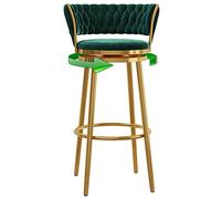 Tabouret de Bar en Velours pivotant en Jeu de 2, Tabouret de Bar à l'arrière tifté avec Dos Repose-Pieds de Haut chaises de Bar pour comptoir de Cuisine, Salle à Manger (Green-1PS, 65 cm)