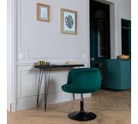 Happy Garden Tabouret de bar NOLAN, velours vert, rotation 360°, réglable, dossier et accoudoirs