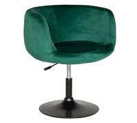 Happy Garden Tabouret de bar NOLAN, velours vert, rotation 360°, réglable, dossier et accoudoirs