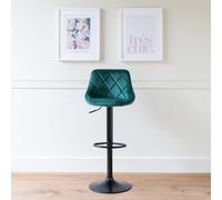 Happy Garden Tabouret de Bar en Velours Vert Robin. Chaise de Cuisine, au Design Moderne, avec Assise, réglable en Hauteur, Rotation à 360° et Repose-Pieds. Tabouret avec Dossier en Velours