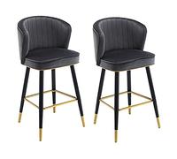 Tabouret de Bar Ensemble de 2, tabourets de Bar Stand de Tabouret de Bar, Chaise de Cuisine à éponge en Flanelle Bouton de Style Classique Moderne. Made in China
