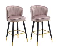 Tabouret de Bar Ensemble de 2, tabourets de Bar Stand de Tabouret de Bar, Chaise de Cuisine à éponge en Flanelle Bouton de Style Classique Moderne. Made in China