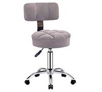 Tabouret de bar ergonomique à roulettes avec assise souple réglable en hauteur de 47 à 62 cm, 5 roues universelles pour une mobilité facile, finition grise élégante