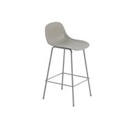 Tabouret de Bar Fiber avec Base Tube et Dossier Gris/ Gris H87,5 cm