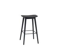 Tabouret de Bar Fiber m. Base en Bois Noir/ Noir H76 cm